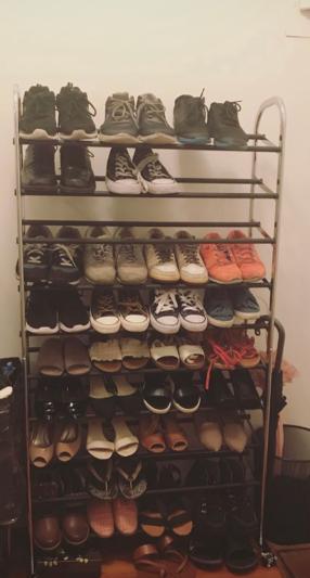 Shoe Stand Chrome Metal 10 Tier Rolling Shoe Rack The Container Store