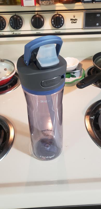 Contigo AutoSpout Water Bottle 24 oz. With Straw Ashland Clippable Clip  Blue EUC - mundoestudiante