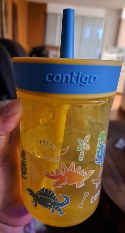  Contigo Leighton Kids Plastic Water Bottle, Spill-Proof Tumbler  with Straw for Kids, Dishwasher Safe, 14oz 2-Pack, Lime/Dogs &  Juniper/Space : Baby