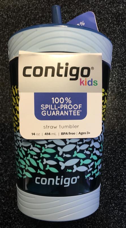 Contigo Kids Spill-Proof Tumbler with Straw Dragon Fruit Mango Wildflower,  14 fl oz.