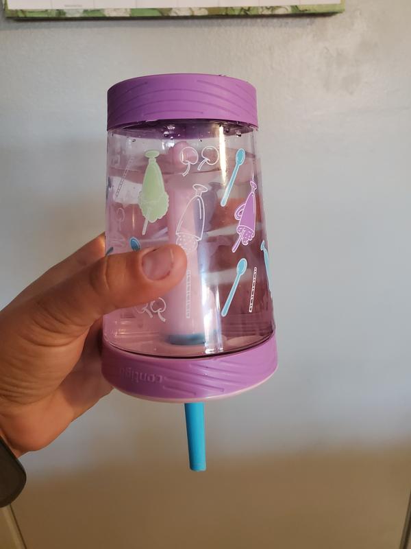 Contigo Kids Spill-Proof Tumbler with Straw, 14 oz, Wildflowers, Clouds Purple