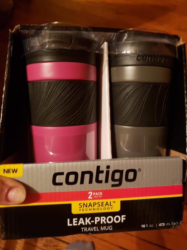 Contigo Byron 2.0 Stainless Steel Travel Mug with SNAPSEAL Lid and Grip  Sake and Blue Corn, 16 fl oz., 2-Pack 