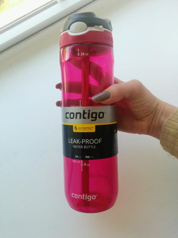 Contigo Water Bottle, Leak-Proof Lid with Autospout, Dragon Fruit, 24 Fluid Ounce