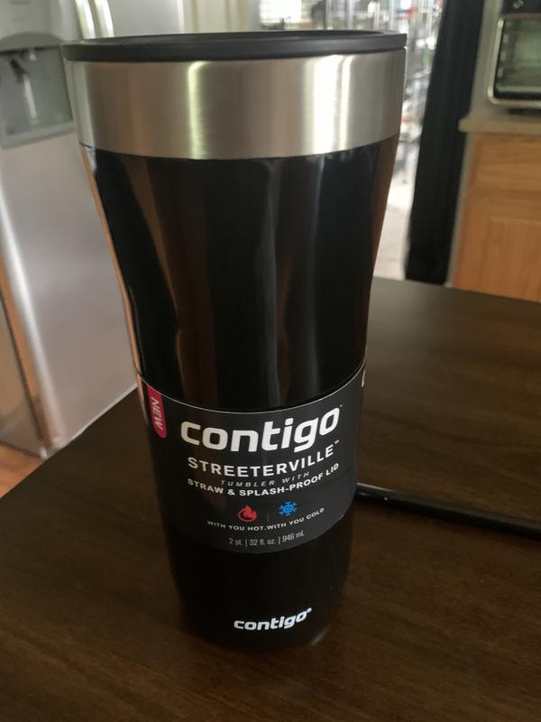 Contigo Streeterville Stainless Steel Vacuum-Insulated Tumbler with Straw  and Splash-Proof Slider Lid, Keeps Drinks Hot up to 8hrs or Cold for 24hrs