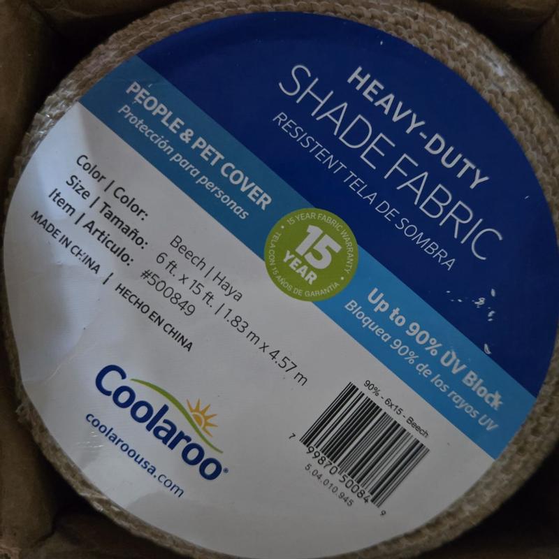 専用　布リース*soleil* Coolaroo Shade Fabric 50-ft x 6-ft Stone Shade Fabric 500900