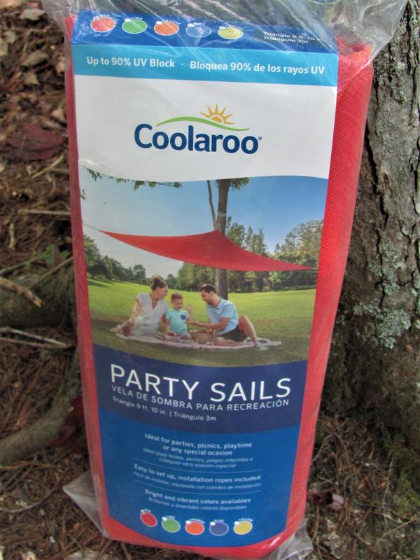 Coolaroo Party Sails is a large 9 feet 10 inches in size.  It blocks up to 90% UV rays.