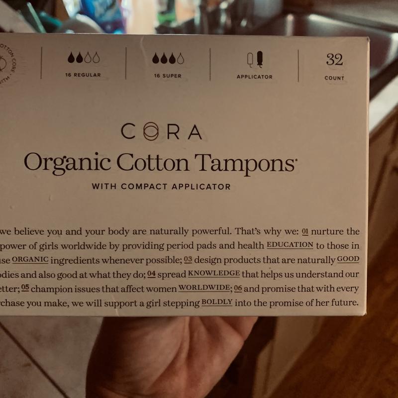 Cora organic cotton tampons mix pack, regular/super absorbency, 32