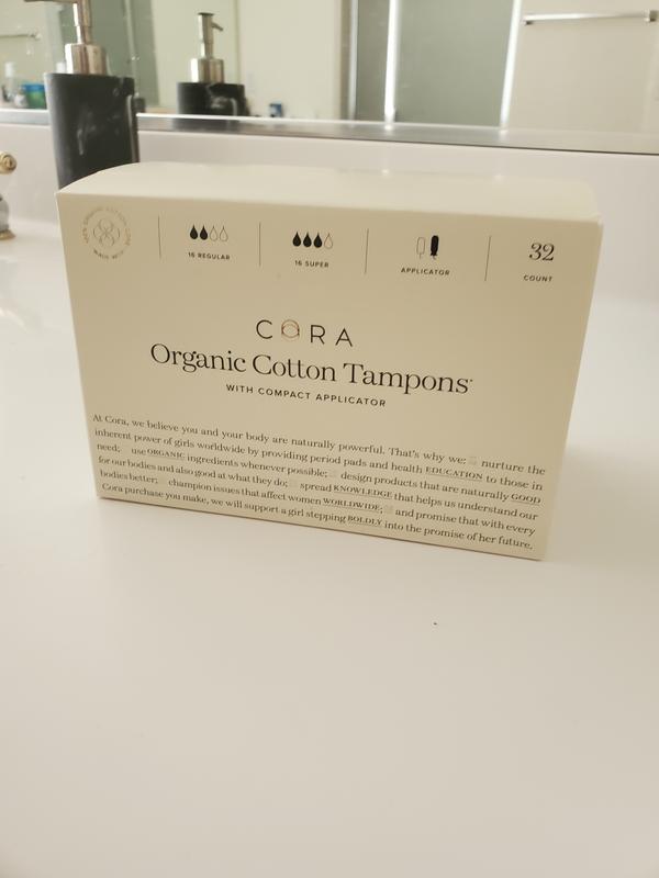 Cora Organic Cotton Tampons Regular/Super Multipack, 32 ct