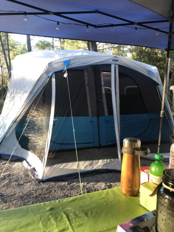 Core Blue 10-Person Pop-Up Tent with LED Lights, Instant Setup, and  Spacious Cabin Design in the Tents department at