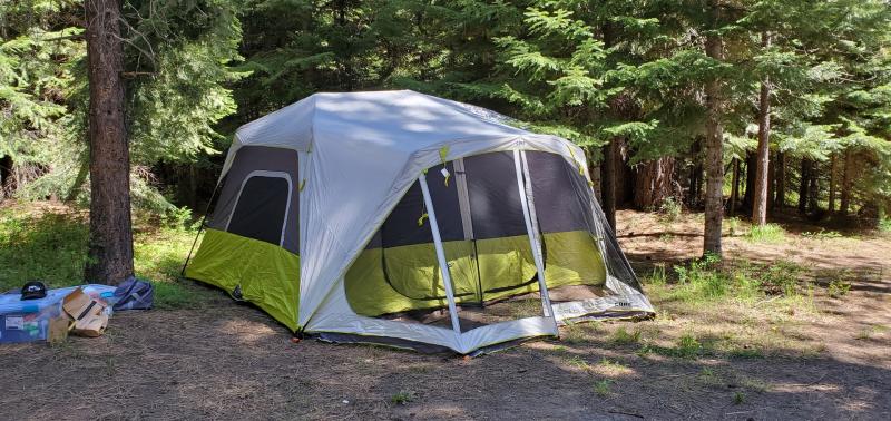 Core 10 person lighted Instant Cabin Tent, Sports Equipment, Hiking &  Camping on Carousell
