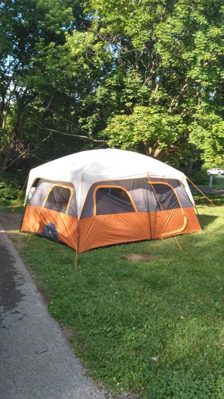 CORE Straight Wall 14 x 10 Foot 10 Person Cabin Tent with 2 Rooms &  Rainfly, Red 