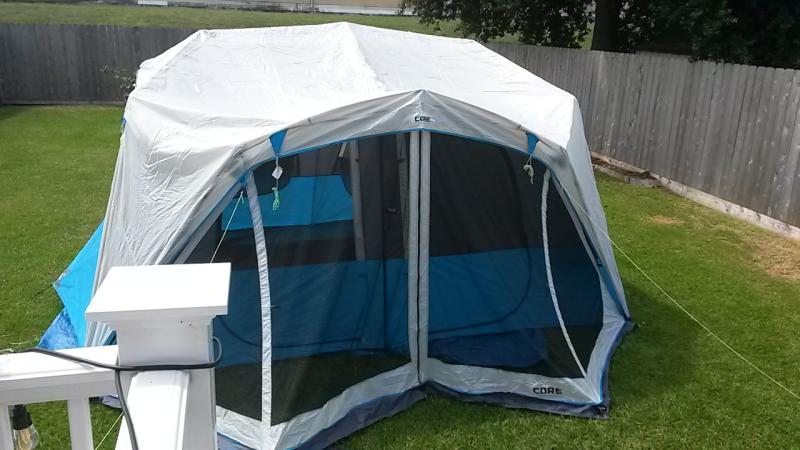 CORE 10 Person Lighted Instant Cabin Tent Awning