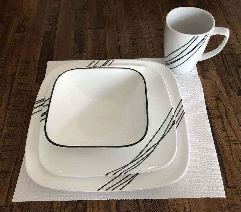 Corelle Simple Sketch Square Dinnerware Set 12piece