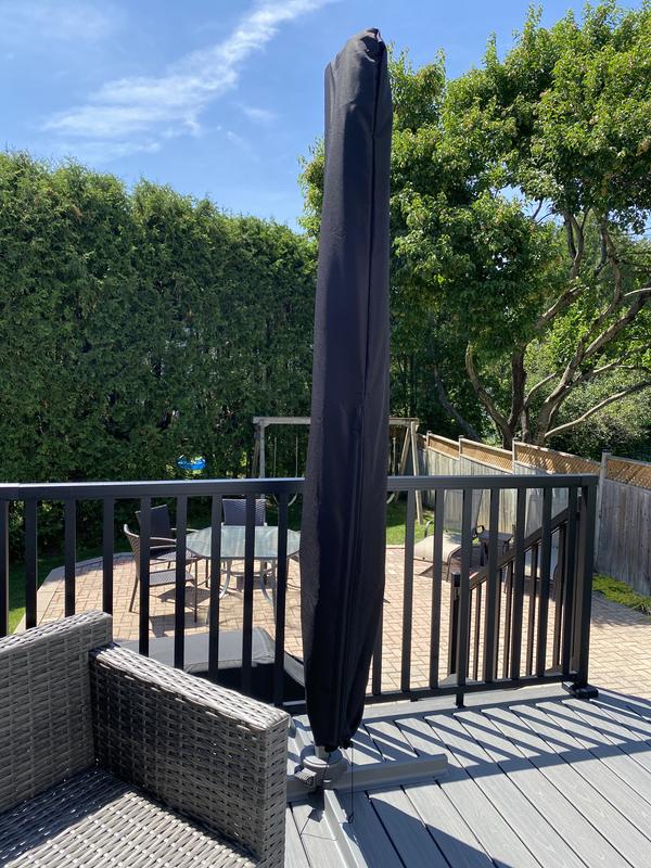 cantilever tilt patio umbrella 11 x 9 ft Outdoor Aluminum Rectangular Cantilever Offset 360 Swivel Patio Umbrella