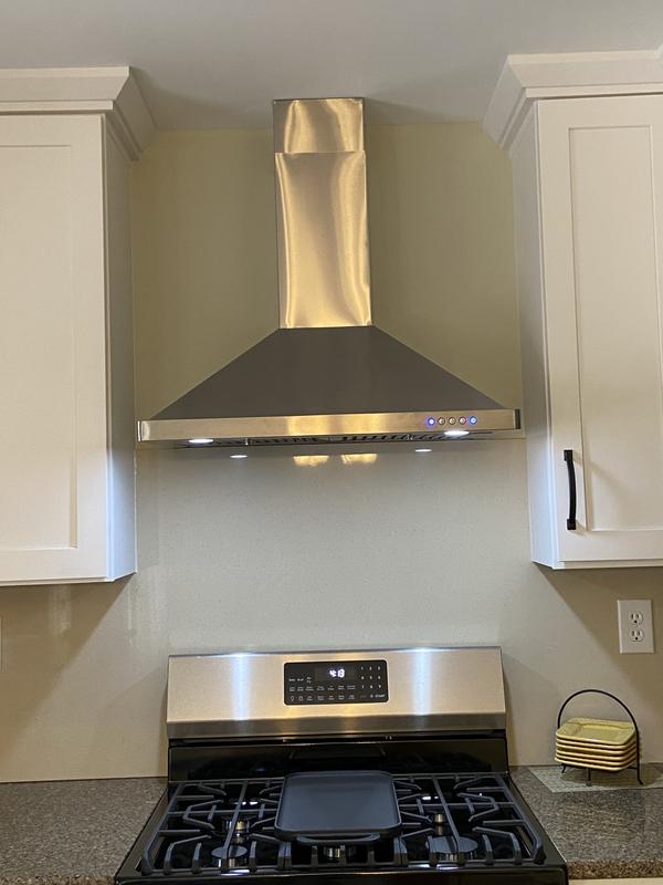 COSMO 63175 30 in. Wall Mount Range Hood with Efficient Airflow, Ducted,  3-Speed Fan, Permanent Filters, LED Lights, Chimney Style Over Stove Vent  in Stainless Steel, Exhaust