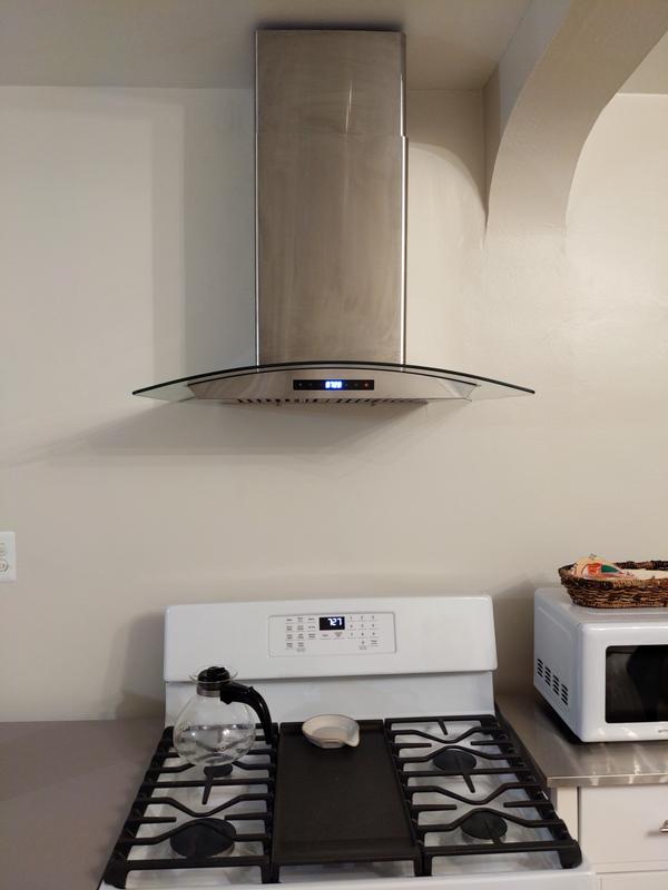 Cosmo Wall Mount Range Hood in Stainless Steel with Glass Hood, Permanent  Filters - On Sale - Bed Bath & Beyond - 10306106