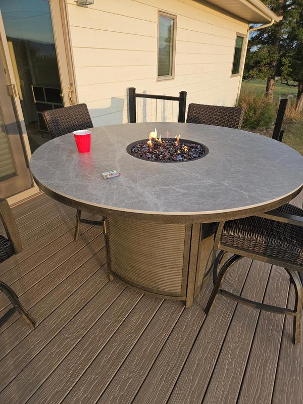 Agio Oakland 7 Piece Fire Outdoor Dining Set: Ultimate Patio Upgrade
