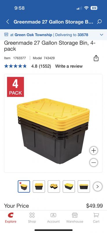 Greenmade storage tote 27 gallons costco sale