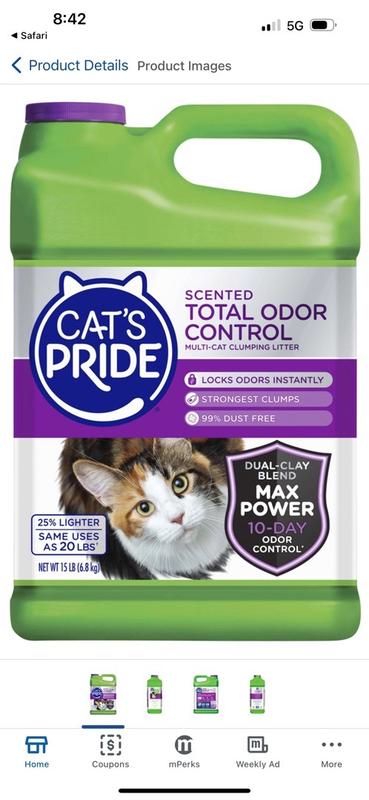 Cat s Pride Scented Total Odor Control Multi Cat Clumping Litter 15 lb Meijer