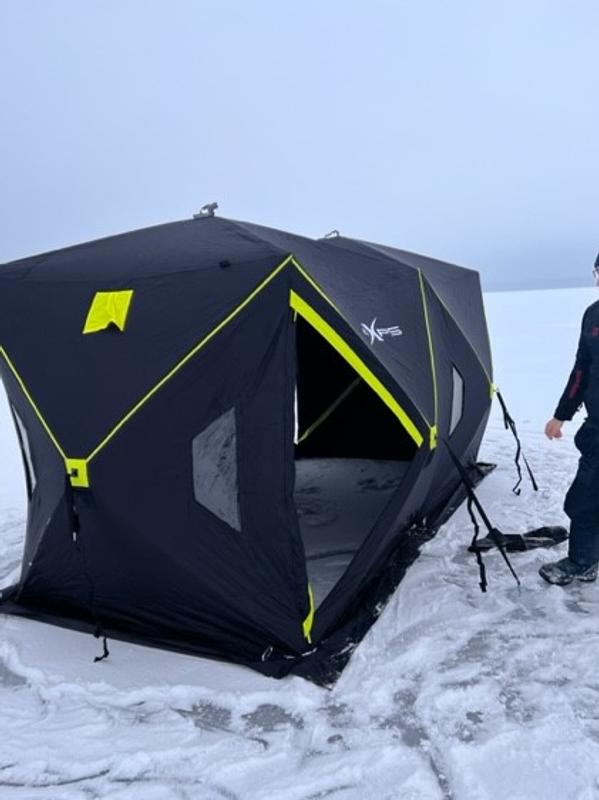 Cabelas XPS 6x12 Insulated Hub Tent Review. Good Value Ice Fishing Tent. 