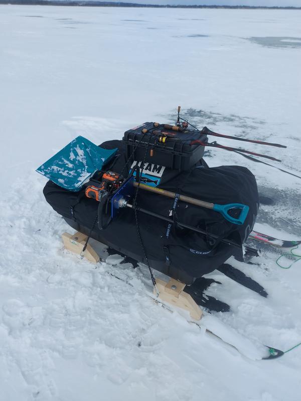 cabelas deluxe ice rod holder and ice fishing storage chair review 