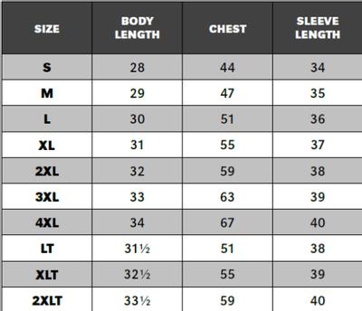 Dri duck size top chart