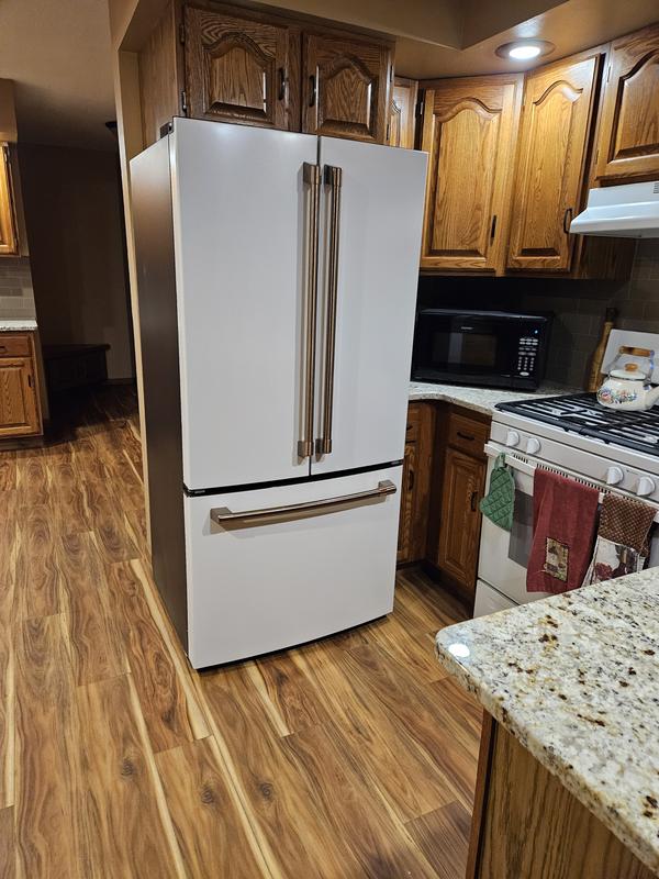 CAFE 4 Piece Kitchen Package with a 18.6 Cu. Ft. Matte White Counter-Depth  French-Door Refrigerator