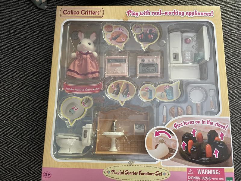 Calico Critters Playful Starter Furniture Set - Toy Dollhouse Furniture and  Accessories Set with Collectible Figure Included