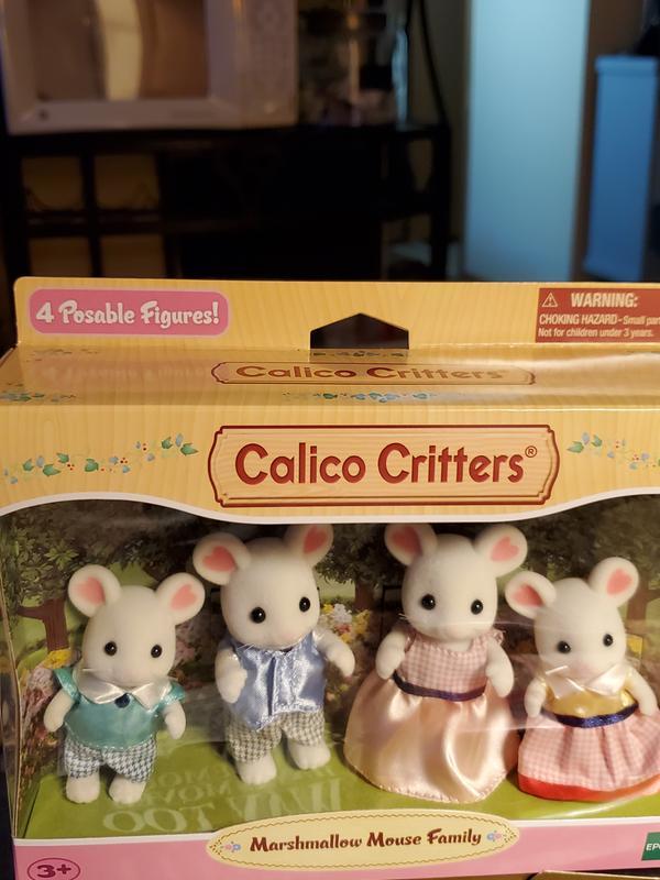 Calico Critters Marshmallow Mouse Family, Set of 4 Collectible Doll Figures