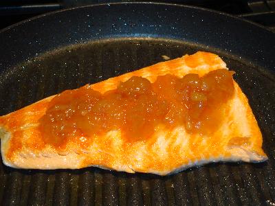 Salmon with carmelized onion relish