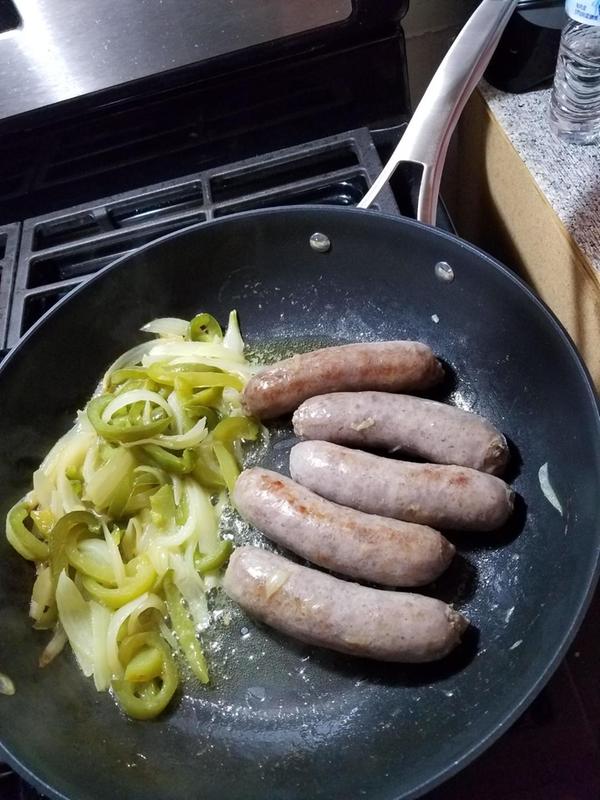 First thing I cooked sausage peppers and onions