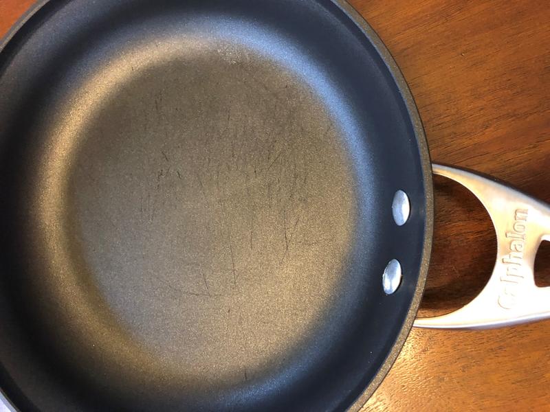 Scratched pan, 1 month of use.