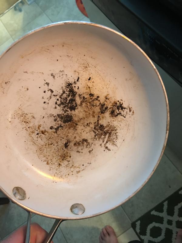 Unable to clean and appears scratched even though it’s never been touched by anything abrasive