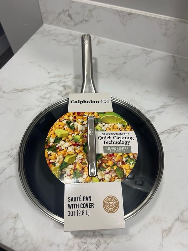 Calphalon® Ceramic Nonstick 3-Qt. Sauté Pan with Lid, Silver Calphalon® Ceramic Nonstick 3-Qt. Sauté Pan with Lid, Silver