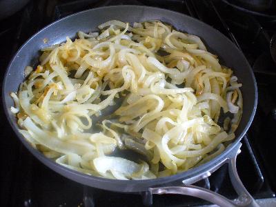 onions on their way to perfect caramelization