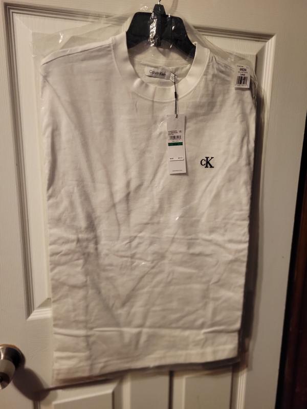 ★★ ★★ Men’s White Relaxed Fit Standard Logo Calvin Klein Men's Relaxed Fit Standard Logo Crewneck T