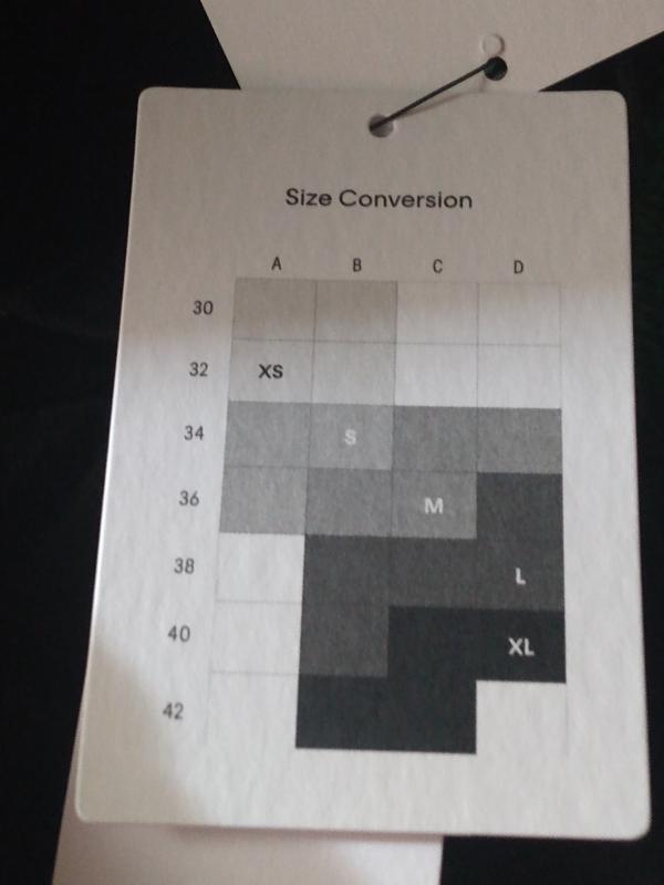 Convenient size chart!
