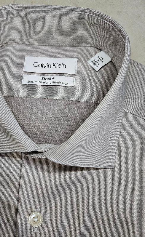 calvin klein dress shirt quality Calvin Klein Men's Slim Fit Dress Shirt - Charcoal