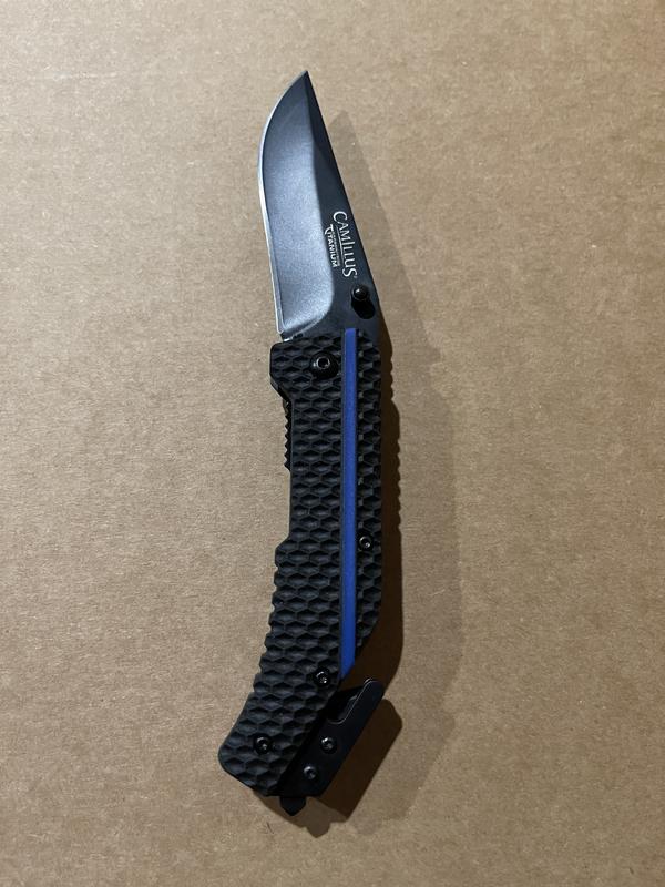 Camillus THIN BLUE LINE 7.75 in. Assisted Open Folding Knife in Blue 19653  - The Home Depot