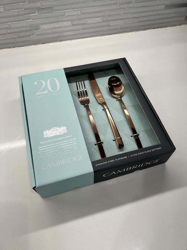 Cambridge Silversmiths Rise Satin Flatware Set, 20 Piece - Silver-Tone