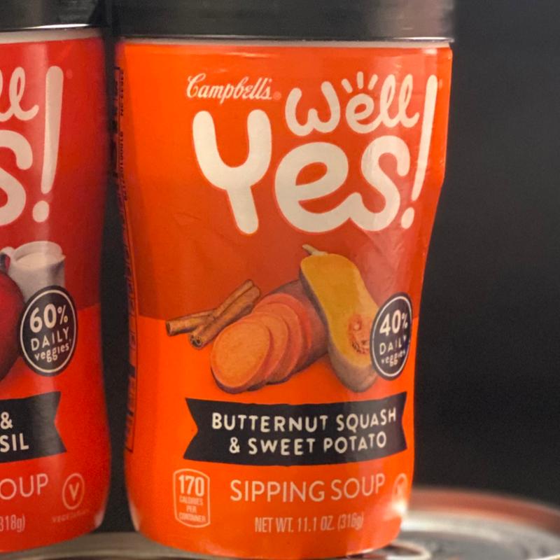 Campbell's Well Yes! Sipping Soup, Butternut Squash and Sweet Potato Soup,  11.1 Oz Microwavable Cup