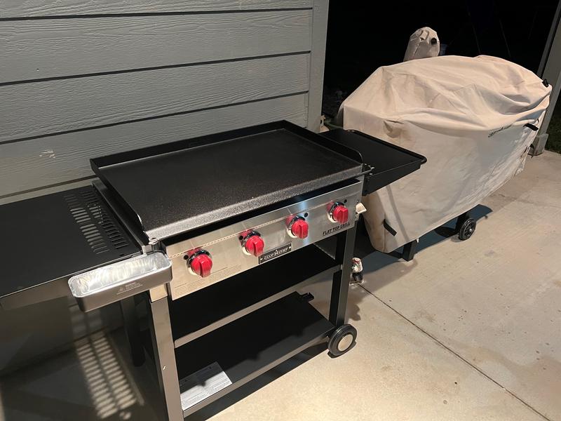 Camp Chef Portable Flat Top Grill, True Seasoned Griddle Surface, Four  12,000 BTU/hr. stainless steel burners