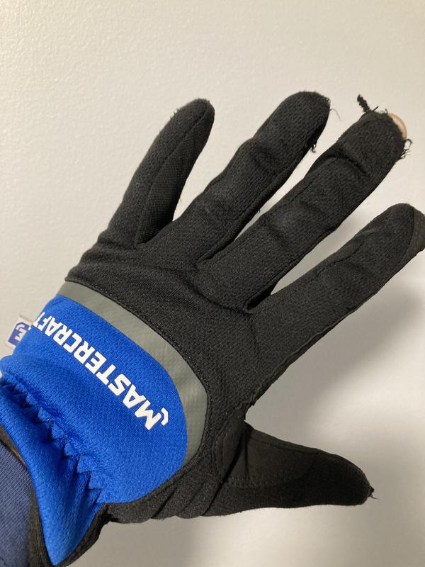 Mastercraft Synthetic-Leather Palm Elastic Cuff Utility Glove, Black/Blue,  Assorted Sizes