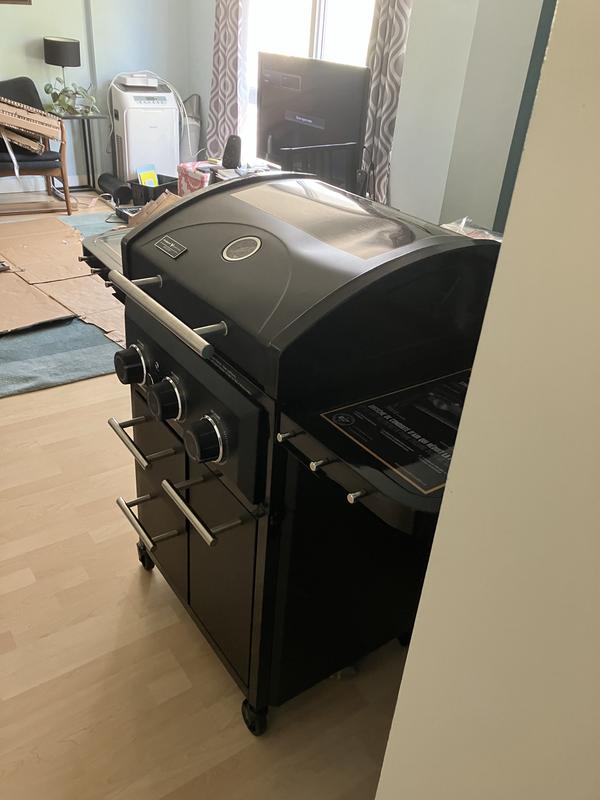 Assembled inside and then moved out onto patio afterwards.