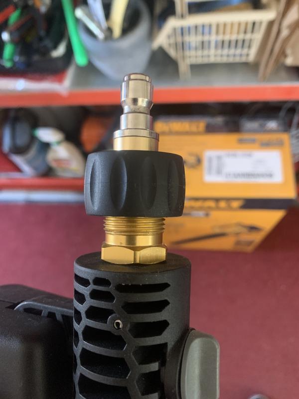 Barely threads onto foam cannon