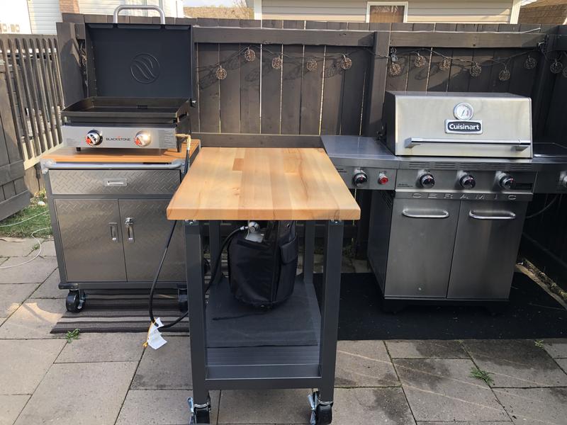Mobile work table for outdoor cooking