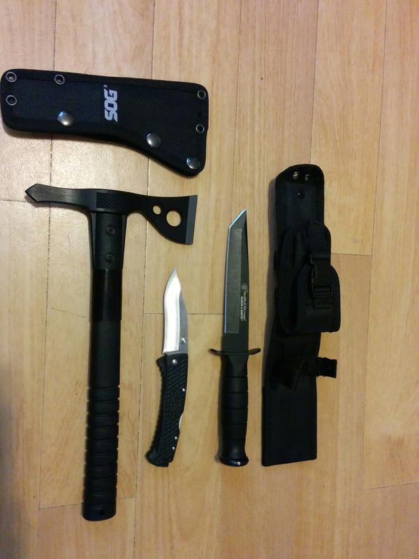 SOG Fasthawk along my SOG Traction and my S&W Search & Rescue