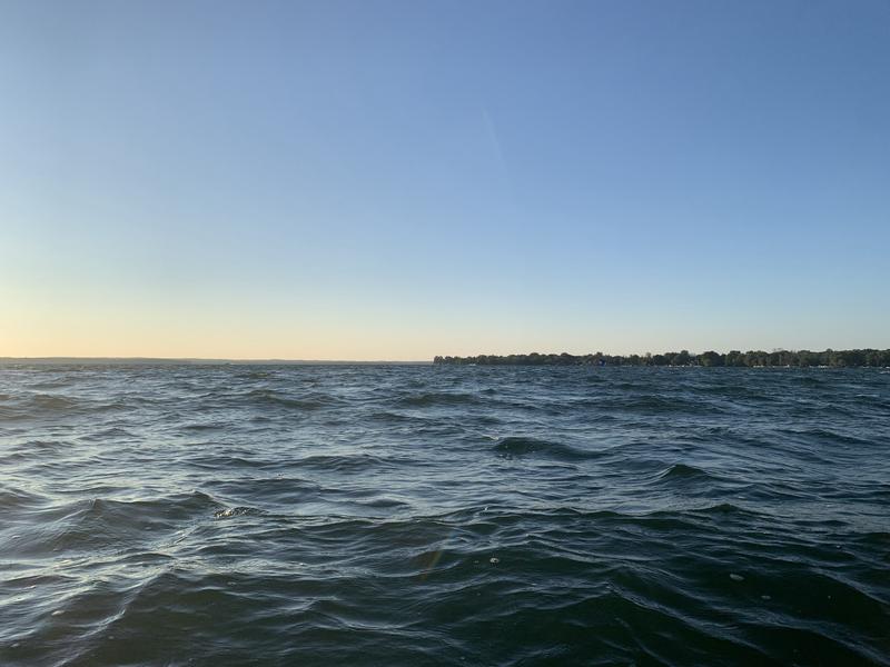 Photo of lake through case.