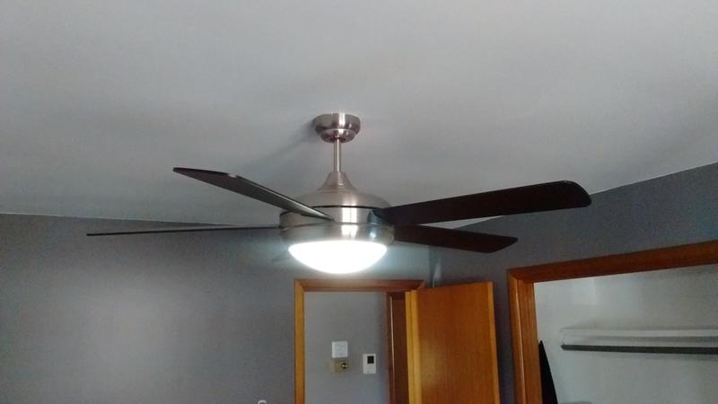 Fan with dual Led lights adapters from chandelier to E19 bulbs bought at home depot.