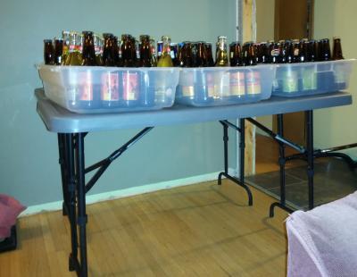 150 bottles of beer = ~185lb